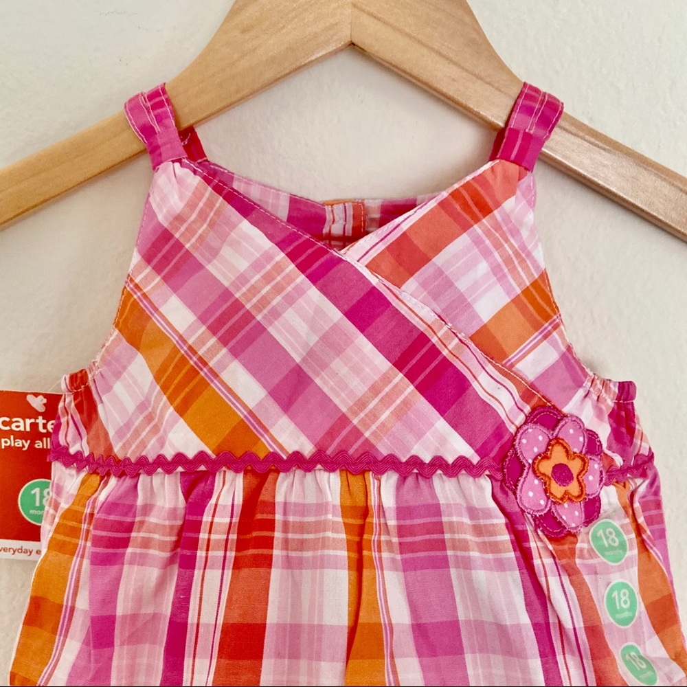 Carter Girls Plaid Romper Cotton 18 Months - Picture 2 of 8